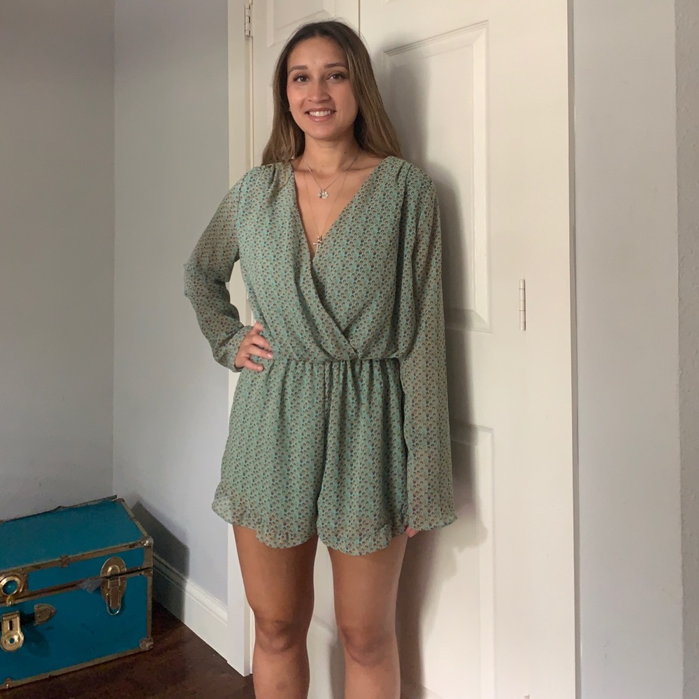 Floral long sleeve romper